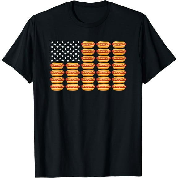 Hot Dog American Flag July 4th Patriotic Summer BBQ Funny T-Shirt