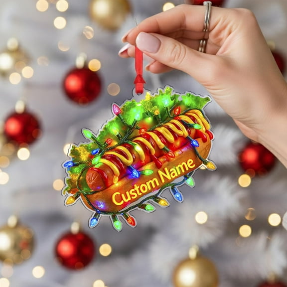 Hot Dog BBQ Grill Suncatcher - 2D Flat Acrylic Window Decor, Personalized Custom Name, Funny Food Lover Design, Unique Holiday Gift, Home Kitchen Patio Decor