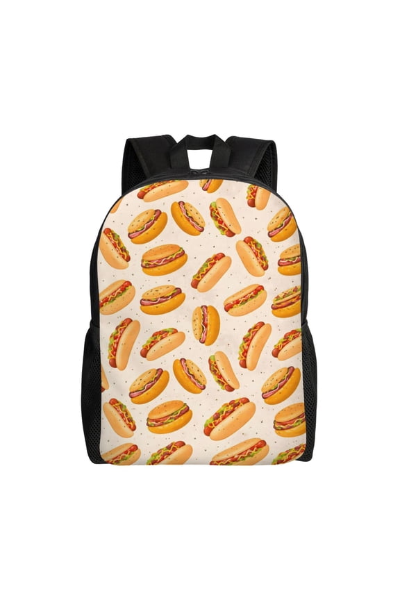 Hot Dog Backpack Full Front Print Travel Laptop Bag for Men and Women