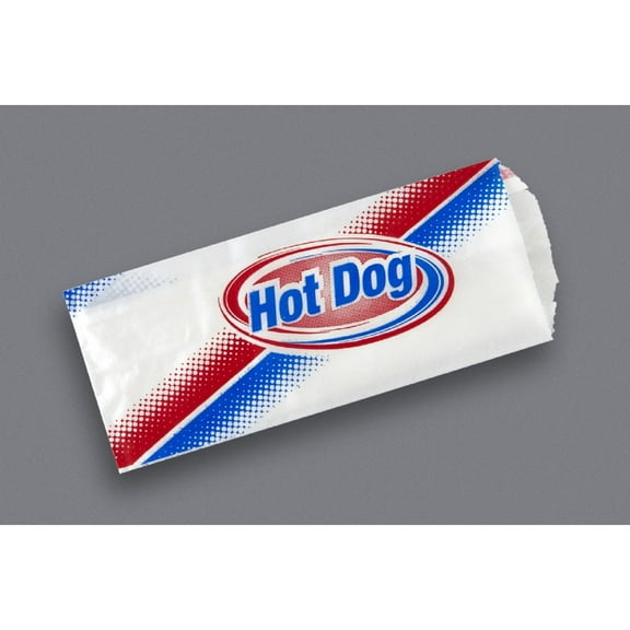 Hot Dog Bag, Paper, Stock Printed, 3.5 x 1.5 x 8.5 inch Size, 1000 Bags Per Box