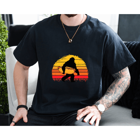 Hot Dog Bigfoot Legend Hotdog Sausage Frankfurter Wiener Unisex T-Shirt, up to size 3XL.