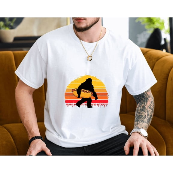 Hot Dog Bigfoot Legend Hotdog Sausage Frankfurter Wiener Unisex T-Shirt, up to size 3XL.