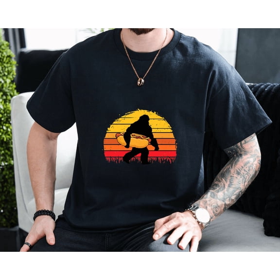 Hot Dog Bigfoot Legend Hotdog Sausage Frankfurter Wiener Unisex T-Shirt, up to size 3XL.