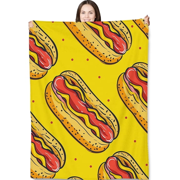 Hot Dog Blanket Gifts for Adults and Kids Foods Throw Blankets for Bed Room Couch Soft Lightweight Warm Cozy Throws Decor 60x50 Inch