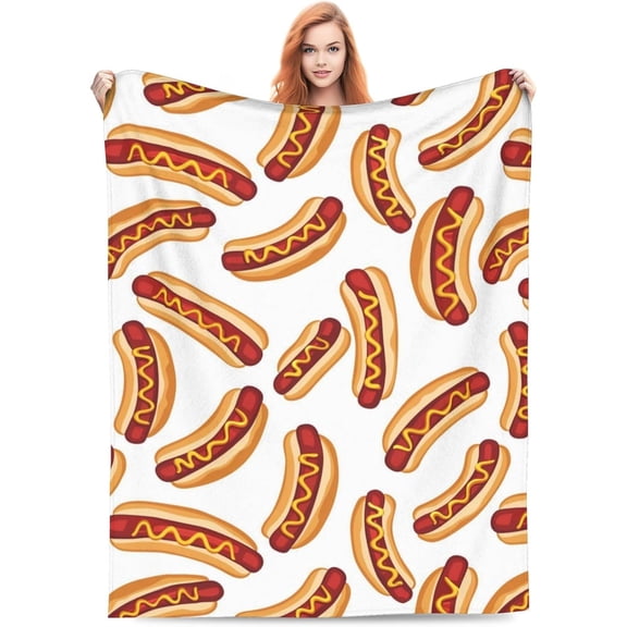 Hot Dog Blanket, Soft Cozy Lightweight Flannel Throw with Fun and Colorful Hot Dog, Gifts Blankets for Women, Kids, Travel Bed Living Room Home Decor