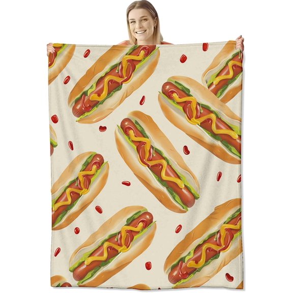 Hot Dog Blanket for Kids and Adults Soft Lightweight Throw for Sofa, Bed, Traveling, Camping Gift Idea and Decor 50x60 Inches