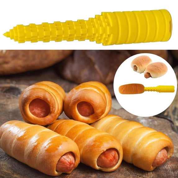 Hot Dog Bun Drill Grilling Tool Bread Hole Puncher Corer for Sausage BBQ Accessory Nonstick Baking Gadget,Hot Dogger,Bun Drill,1PC,Yellow