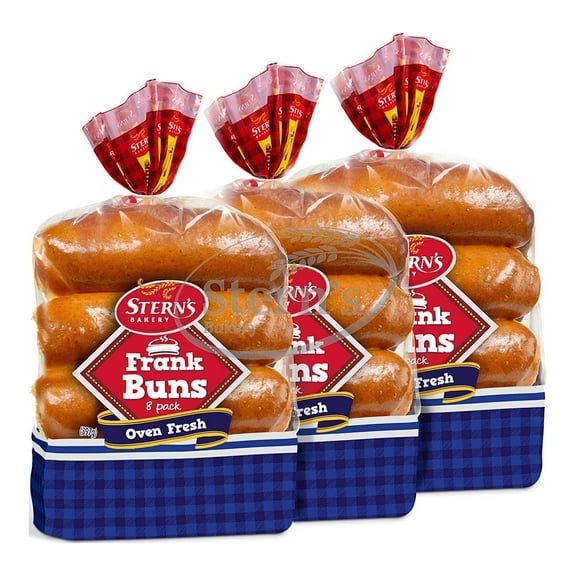 Hot Dog Buns, American Classic Hotdog Buns, Moist and Soft Texture, Kosher & Pre-Sliced, 8 Hot Dog Rolls Included Per 14 Oz Pack, 2 Day Shipping, Sterns Bakery (3 Pack)