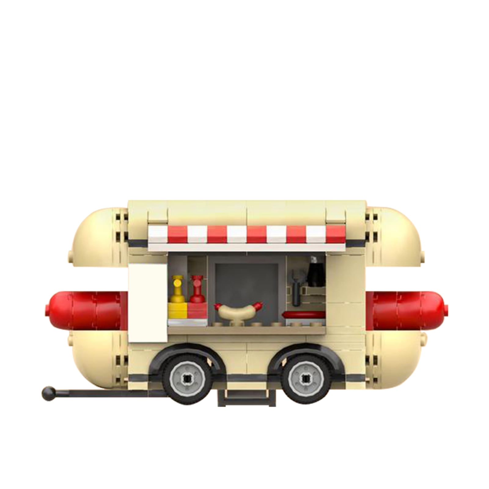 Hot Dog Cart Building Set, Food Truck MOC Building Block Toy