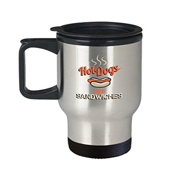 Hot Dog Coffee Cup - Fun 14 oz Stainless Steel Travel Mug - Perfect Sandwich Gifts