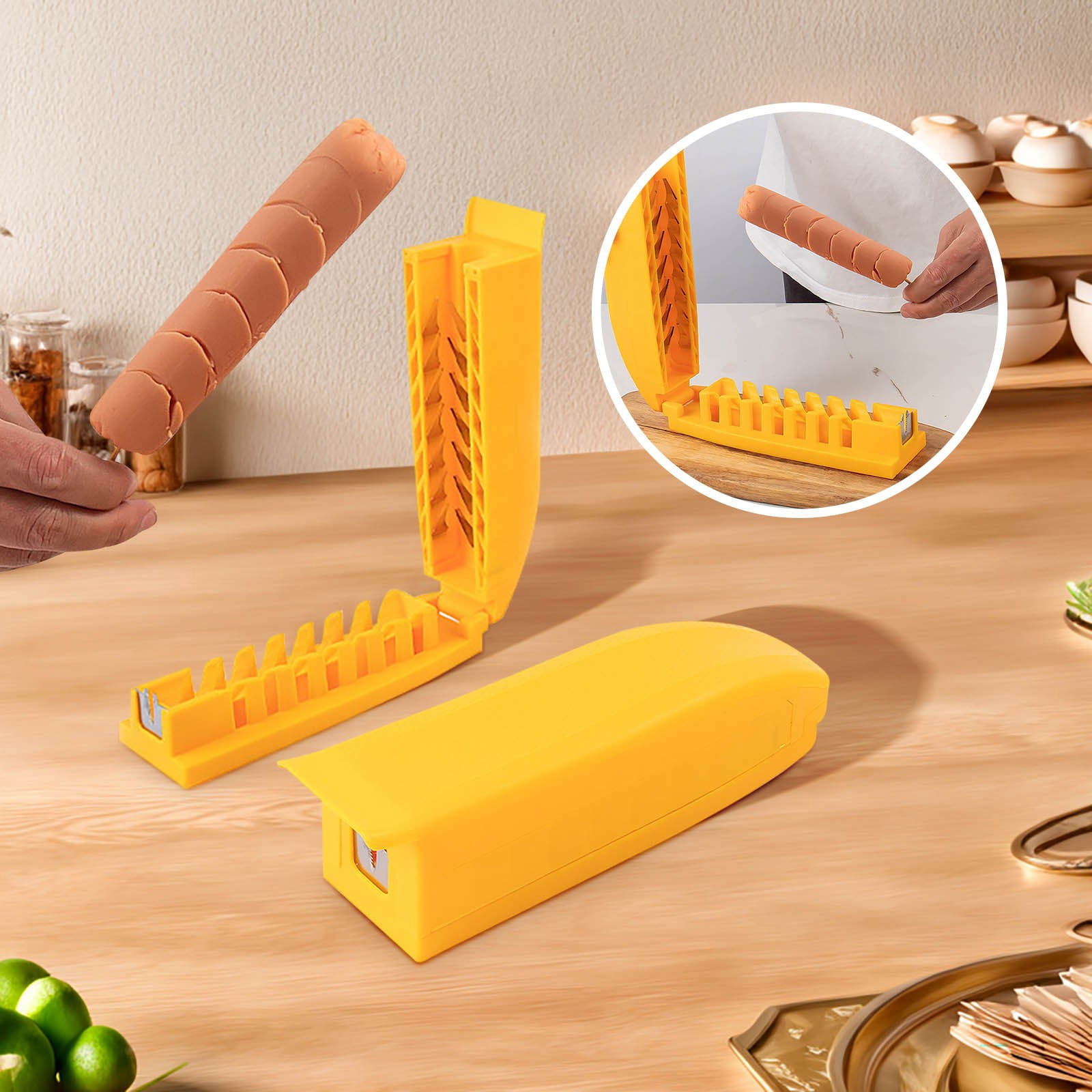 Hot Dog Cutter Tool with Stainless Steel Blades, One-Press Sausage ...