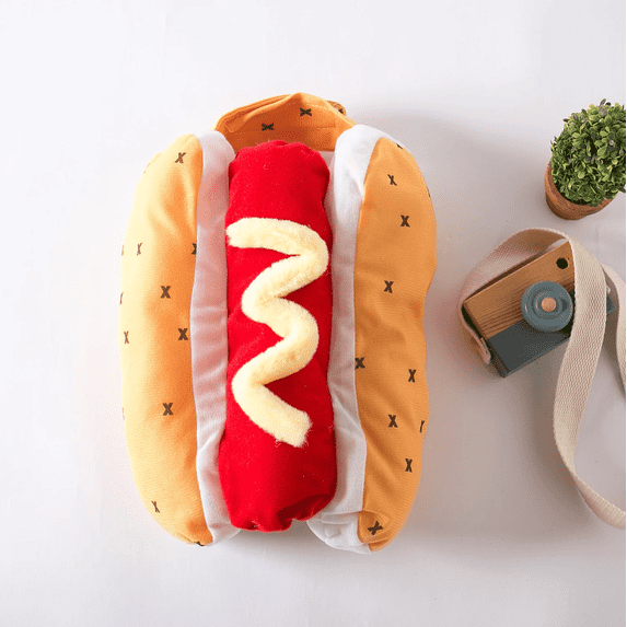 Hot Dog Dog Costume, Cosplay Hotdog Pet Costumes, Winter Warm Dog Clothes for Small Dogs Cats Pets Christmas Cosplay Accessories L