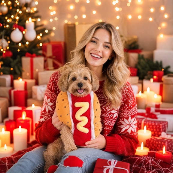 Hot Dog Dog Costume Lightweight Soft Fabric Puppy Party Clothes Funny Food Cosplay Suit Suitable for Corgi Pug Teddy Indoor Outdoor Holiday Shooting (M)