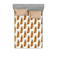 thumbnail image 1 of Hot Dog Fitted Sheet & Pillow Sham Set, Cheerful Characterized Food with Eyes and Smiling Frankfurter, Decorative Printed 6 Piece Bedding Decor Set, Queen, Apricot Vermilion, by Ambesonne, 1 of 3