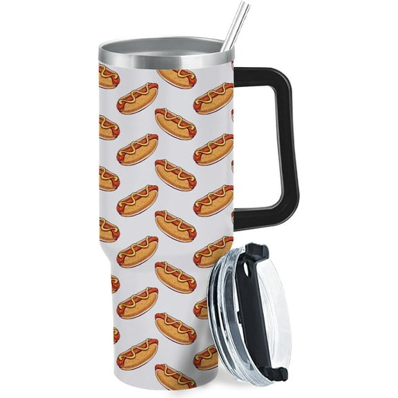 Hot Dog Hot Dogs 40oz Tumbler With Handle Gifts For Son Stainless Steel Wine Tumbler With Lid For Hiking