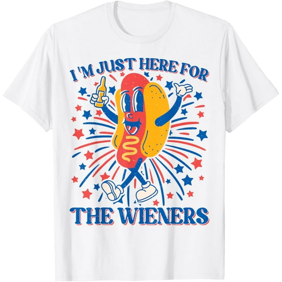 Hot Dog I'm Just Here For The Wieners 4Th Of July T-Shirt Tops Tee