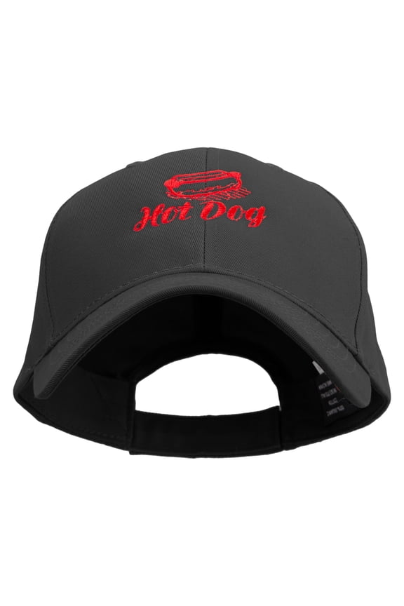 Hot Dog Icon Embroidered Low Profile Organic Cotton Cap - Black OSFM