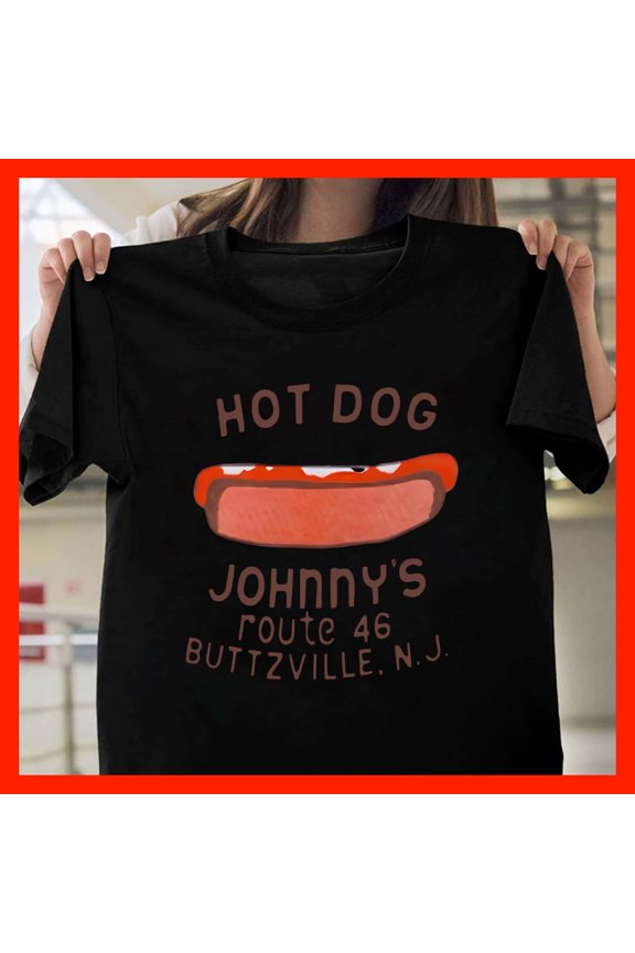 Hot Dog Johnny's Route 46 Buttzville N.J. Retro Foodie Graphic T-Shirt T1517, Softstyle for Unisex, Inclusive Sizing to 5XL