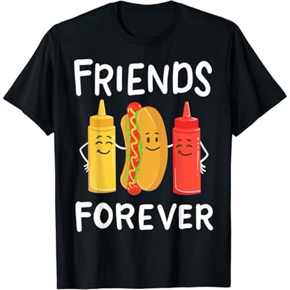 Hot Dog Ketchup Mustard Kawaii T-Shirt