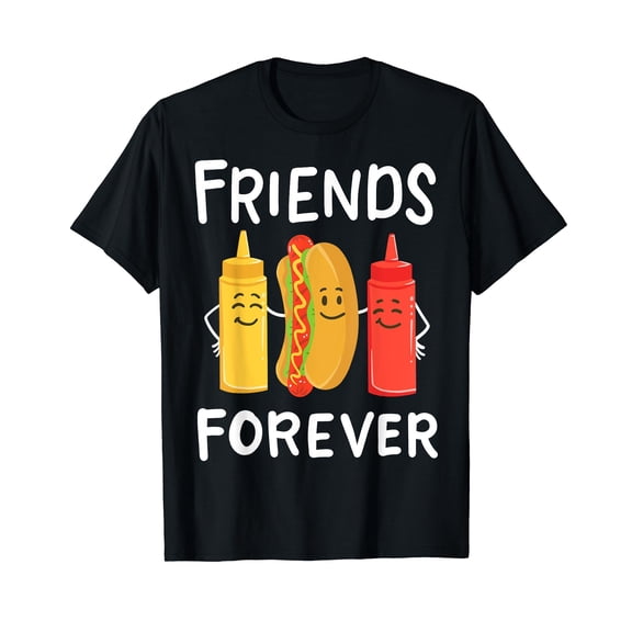 Hot Dog Ketchup Mustard Kawaii T-Shirt