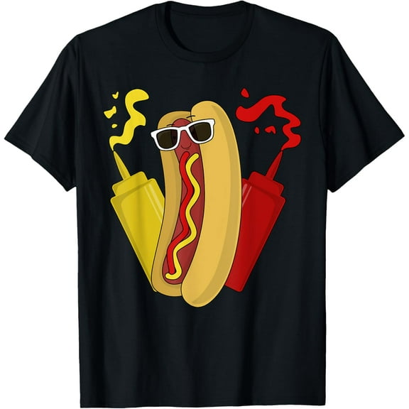 Hot Dog Ketchup & Mustard Sunglasses T-shirt