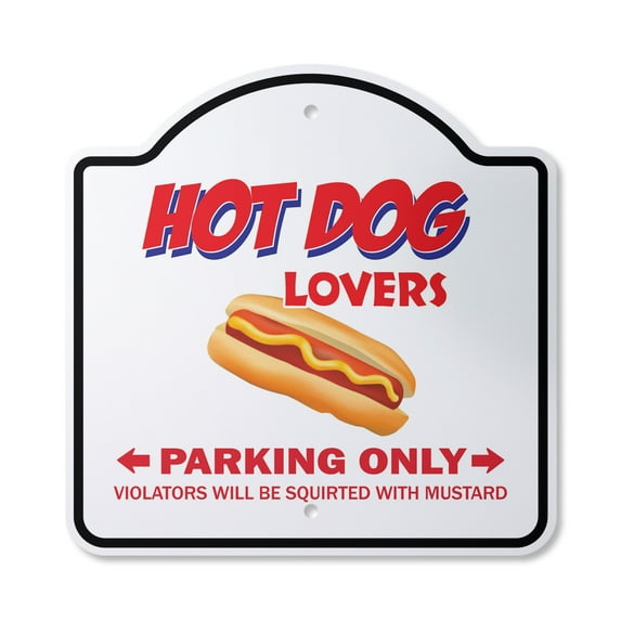 Hot Dog Lovers Parking 14" X 14" Sign | Indoor/Outdoor Plastic | SignMission Designer Wiener Frank Food Snack Chili Novelty Gift Funny Joke Gag Road Garage