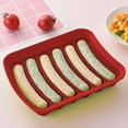 thumbnail image 1 of Hot Dog Maker Mold – 6.9 x 5.3 x 1.3in 6-Cavity Silicone Baking Pan with Lid for Sausage and Ham Storage(Red), 1 of 6
