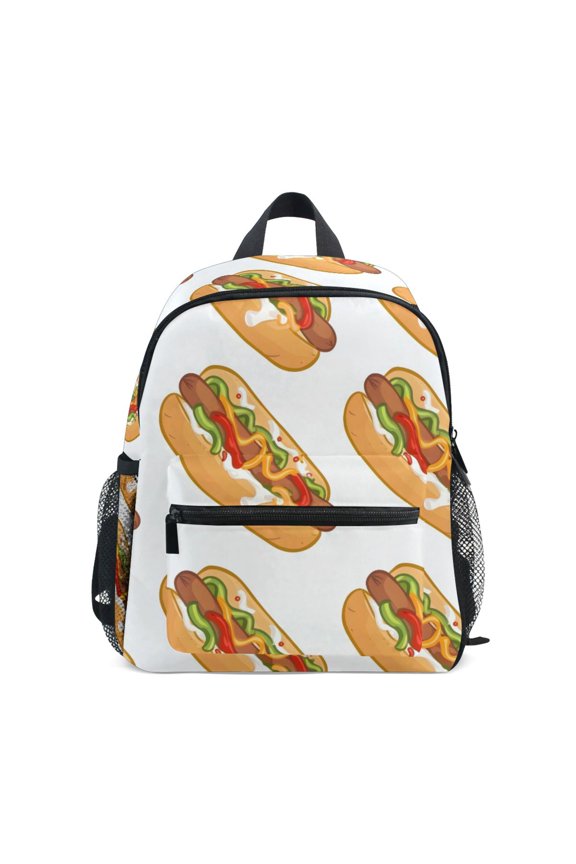 Hot Dog Mini Backpack Cute Small Backpack with Chest Strap and Whistle Ages 3-8