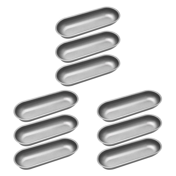 Hot Dog Mold Carbon Steel Sausage Molds Non Stick Bakeware Oval Hotdog Bun Baking Pan for DIY Homemade Bread Tool 9Pcs