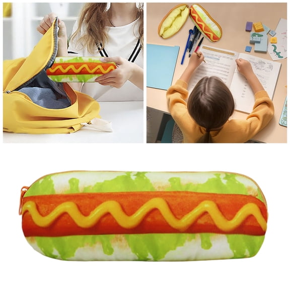 Hot Dog Novelty Large Capacity Zipper Pouch Multifunctional Stationery Organizer Wallet