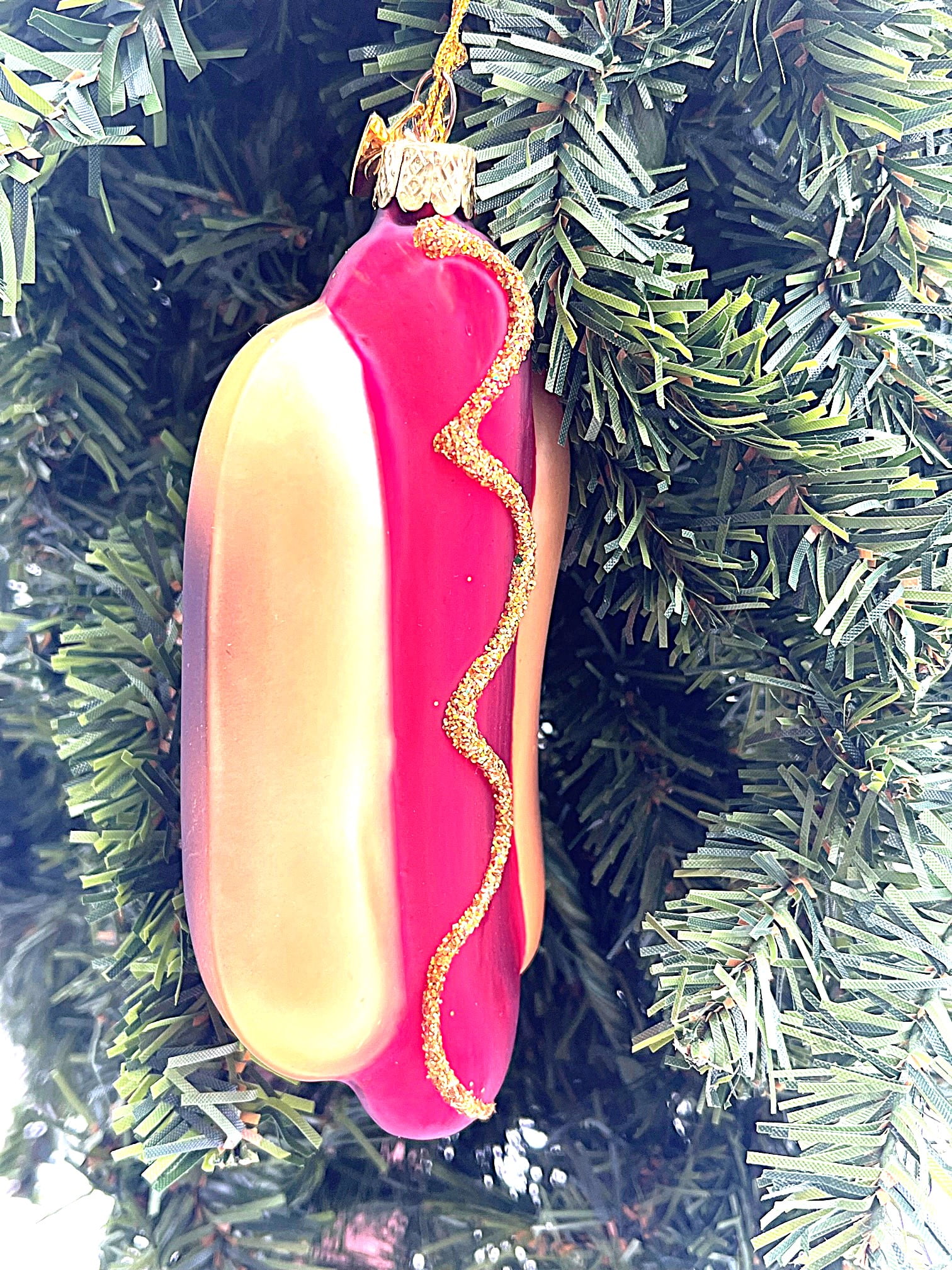 Kurt S. Adler Art Deco Hot Dog Glass Ornament