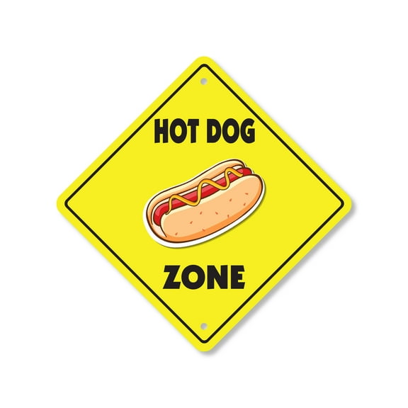 Hot Dog Plastic Crossing Sign - 10 Inch X 10 Inch Xing Sign Gift Food Meal Snack Barbecue Lunch Dinner Party Festival Grilled American Fun