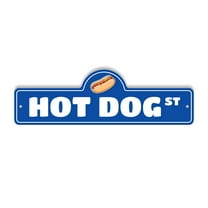 Hot Dog Plastic Street Sign - 6 Inch X 18 Inch Gift Food Meal Snack Barbecue Lunch Dinner Party Festival Grilled American Fun