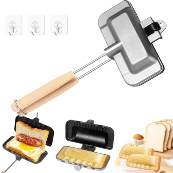 Hot Dog Pocket Maker,Hot Sandwich Maker,Hot Dog Press,Double-Sided Sandwich Baking Pan,Maker Flip Grill Pan,Sandwich Baking Tray,for Breakfast Pancakes, Toast, Omelets (Two-Tone*1)