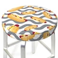 thumbnail image 1 of Hot Dog Print Wave Gray Round Bar Stool Seat Covers, Elastic Round Chair Cover Stool Seat Slipcover Bar Stool Cushions Round Pad for 12-14 inch, 1 of 5