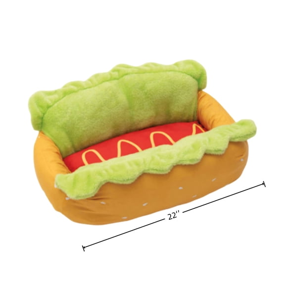 Hot Dog Shape Dog Bed, Open Design, Soft Washable Removable Pets Mat for Cats and Dogs Of All Sizes 22In