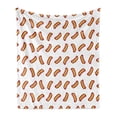 thumbnail image 1 of Hot Dog Soft Flannel Fleece Throw Blanket, Simple Hot Dog Food Pictogram Buns and Sausages, Cozy Plush for Indoor and Outdoor Use, 50" x 60", Orange Burgundy, by Ambesonne, 1 of 5