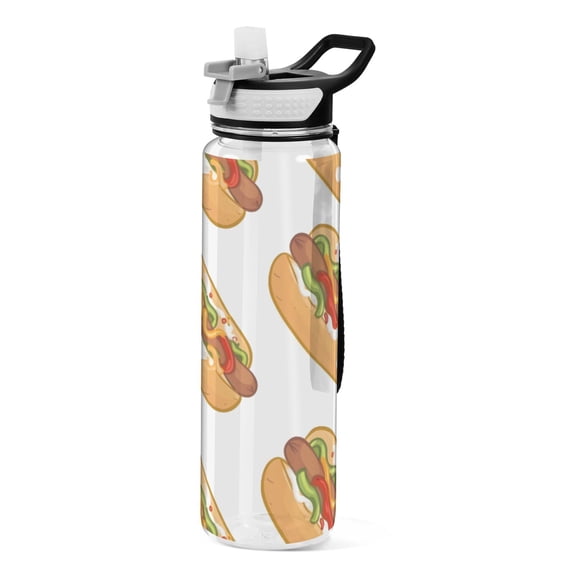 Hot Dog Sport Water Bottle Tritan with Straw 1000ml Portable for Outdoor Daily Use