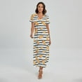 thumbnail image 1 of Hot Dog Striped Pattern Printed Short Sleeve Maxi Dress, Dog Pet Lover Fashion Summer Maxi Dress For Women, 1 of 4