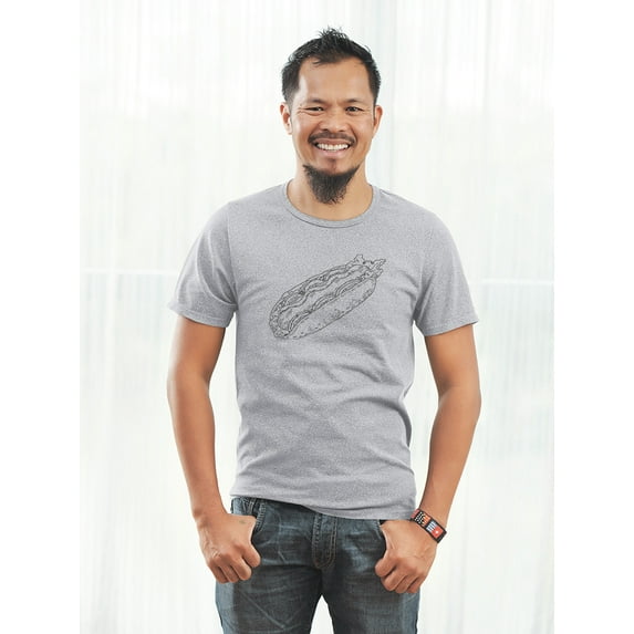 Hot Dog Vegetables Sketch T-Shirt Men -Image by Shutterstock, Male XX-Large