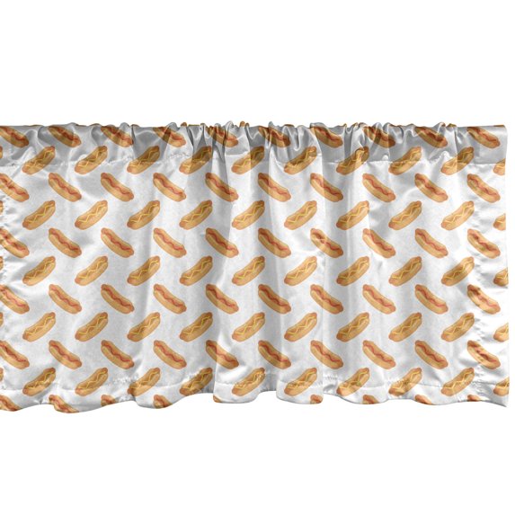 Ambesonne Hot Dog Valance Pack of 2, Food Simple Doodle, 54"X12", Orange Dark Peach