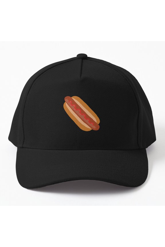 Hot Dog With Ketchup Baseball Hat, Classic Food Condiment Graphic Design, Everyday Cap
