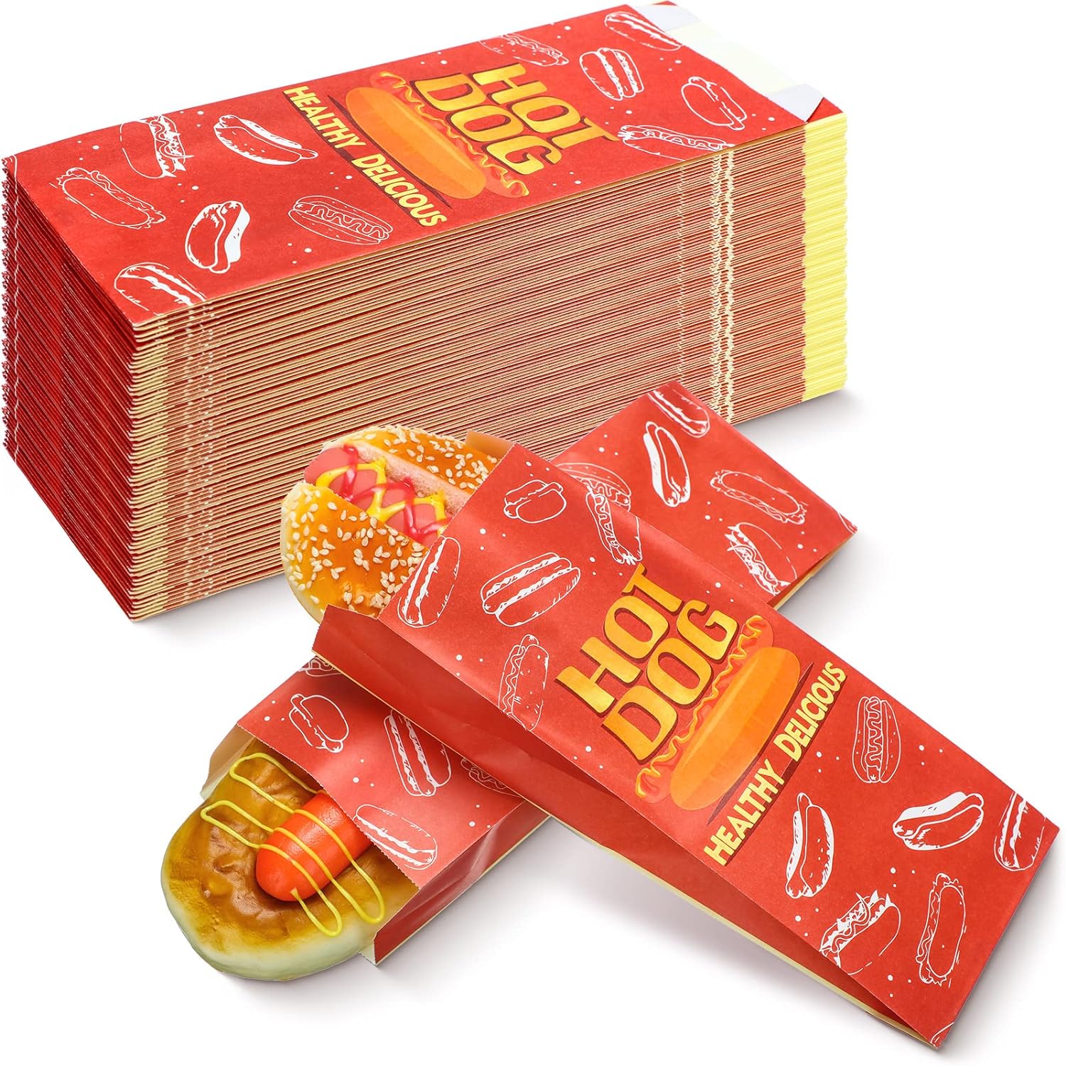 Hot Dog Wrappers 300 Pcs Grease Resistant Sleeves for Food Trucks