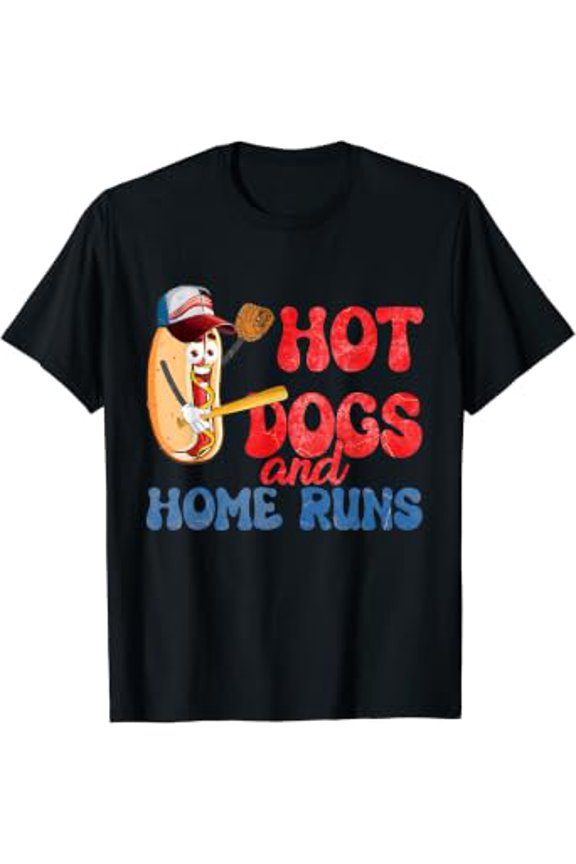 Hot Dogs And Home Runs Hotdog Baseball Touchdown T-Shirt