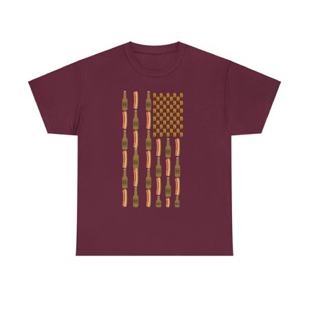 Hot Dogs Beer Flag 4th of July Unisex Graphic Tee Shirt, Sizes S-5XL