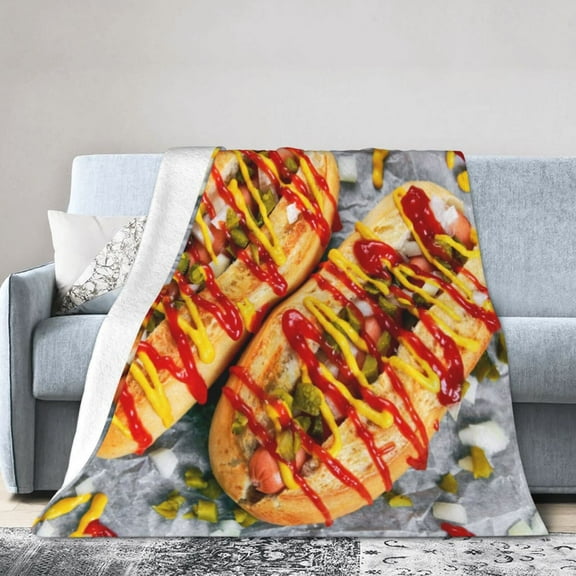 Hot Dogs Blanket Gifts For Kids Adults - Lightweight Throw Blanket For Bedroom Living Room Decor Soft Fuzzy Fleece Cozy Plush Bed Couch 50"X40"