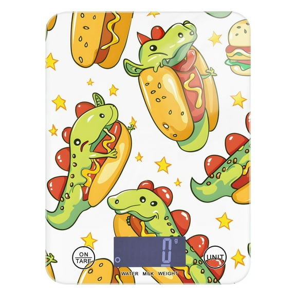 Hot Dogs Dragons Food Scale Digital Kitchen Scale Waterproof Tempered Glass Tare Function 11 lb for Baking Cooking Meal Prep