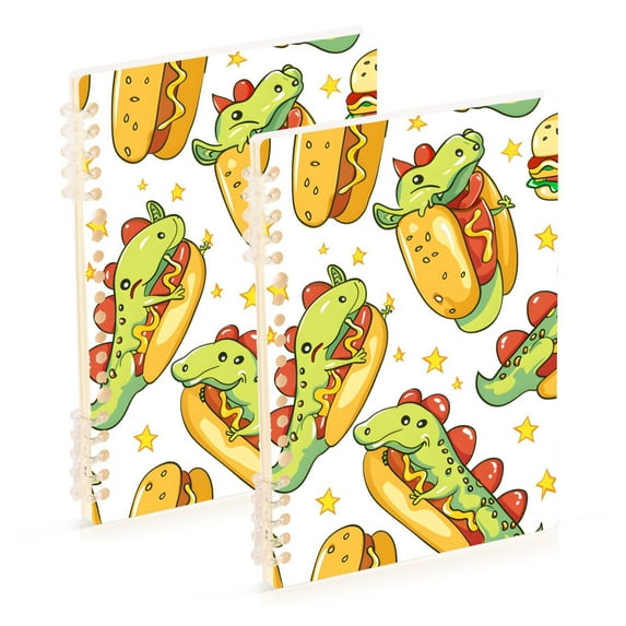 Hot Dogs Dragons Ring Binder Notebook Journey Note Diary College Ruled Spiral Notebook Study Loose Leaf Paper A5 60 Pages