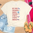 thumbnail image 1 of Hot Dogs Fireworks Smores Stars & Stripes America Shirt, Independence Day Tee, 4th of July T-shirt, 4th July Hot Dog Shirt, Fireworks Shirt (Colors:Natural; Sizes:M;), 1 of 1
