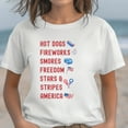 thumbnail image 1 of Hot Dogs Fireworks Smores Stars & Stripes America Shirt, Independence Day Tee, 4th of July T-shirt, 4th July Hot Dog Shirt, Fireworks Shirt (Colors:White; Sizes:2XL;), 1 of 1
